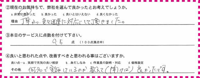 お客様の声（口コミ）エアコンハウスクリーニングNo1